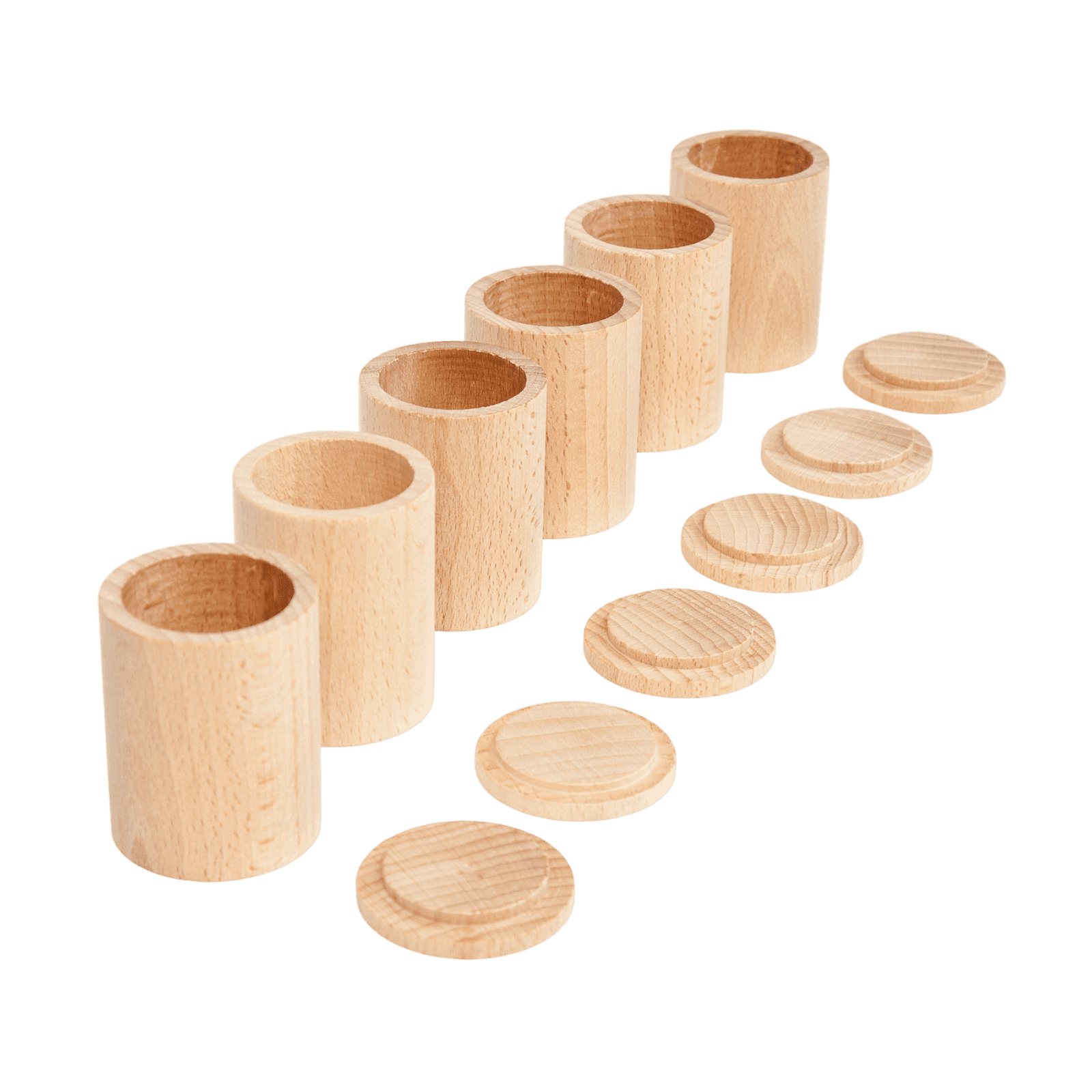Holzbecher mit Deckel Natural 6 Stück Grapat