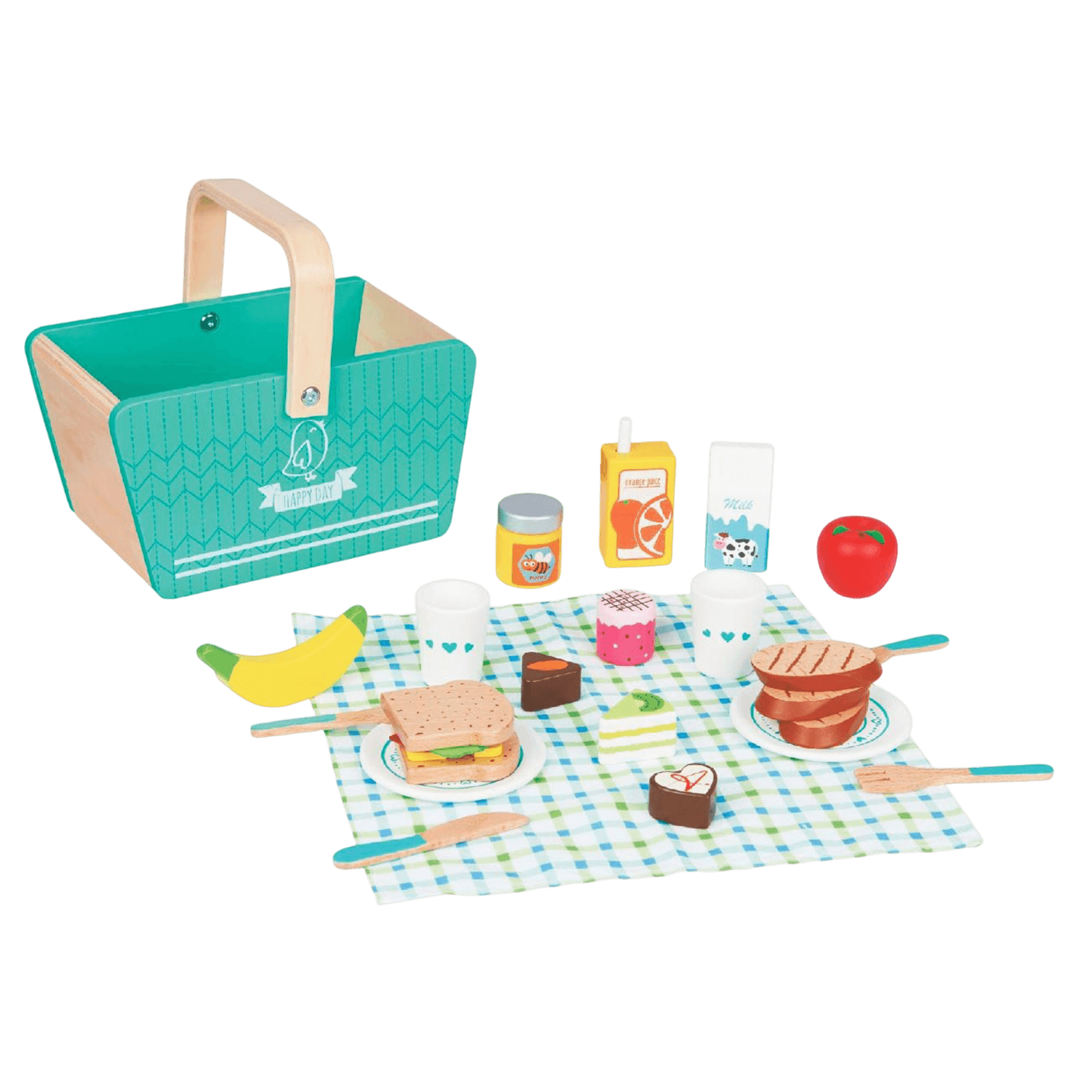 Spielba Picknick-Korb aus Holz mit Zubehör