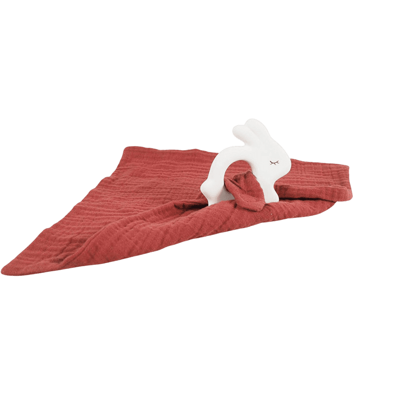 Beissring Hase mit Schmusetuch Rot