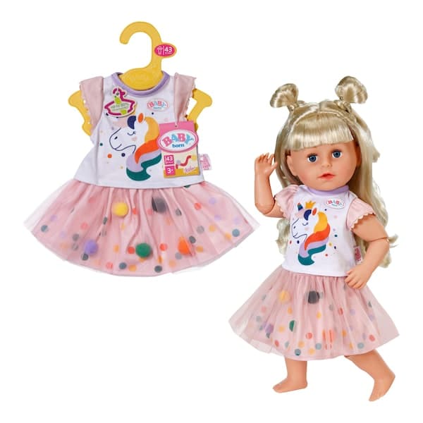 Zapf Creation - BABY BORN - Puppen Outfit Einhornkleid mit Tutu 43cm