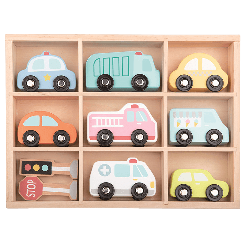 Spielba Fahrzeug-Set in Holzbox