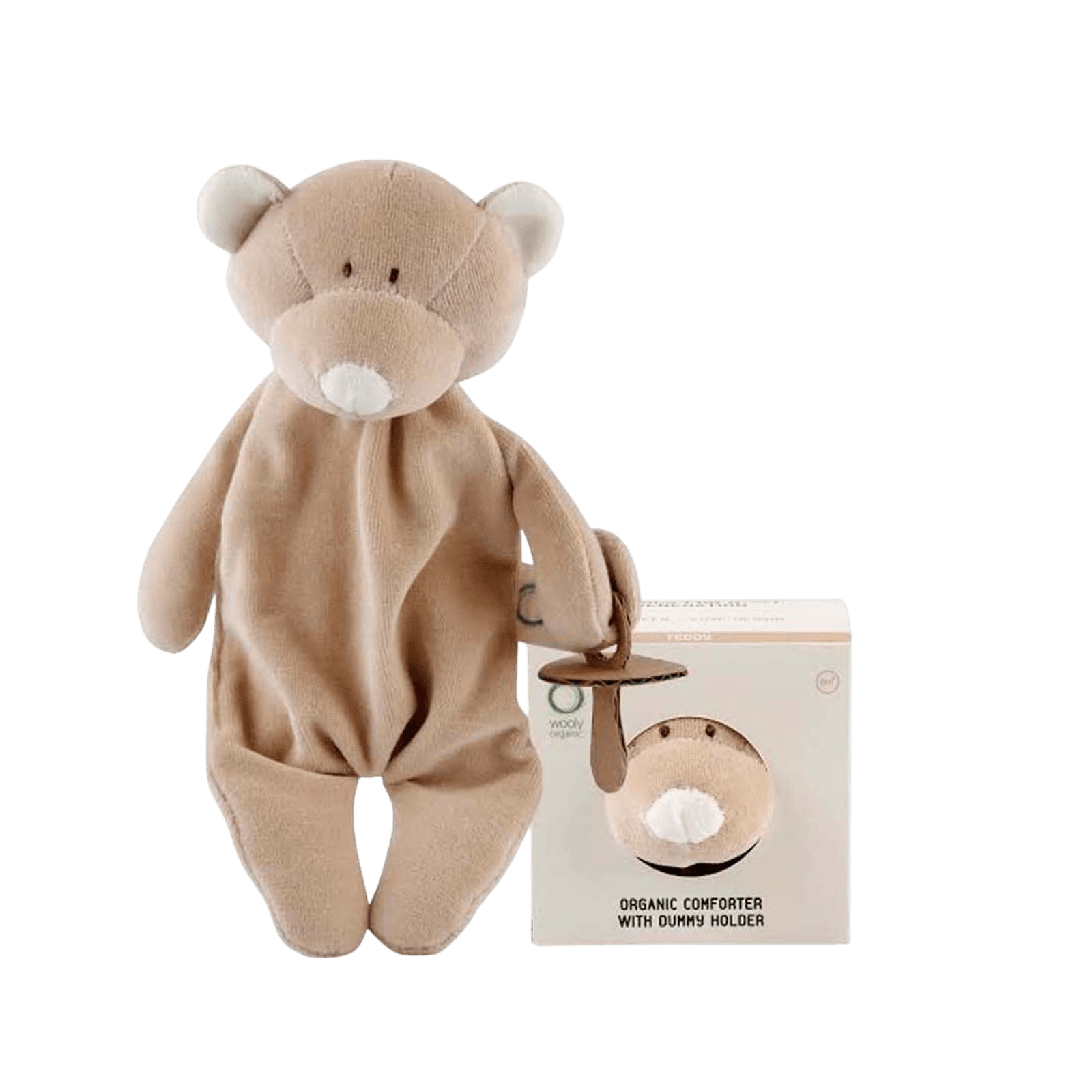 Wooly Teddy mit Schnullerhalter hellbraun