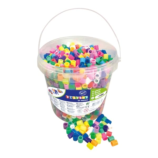 Playbox - XL Bügelperlen-Set im Eimer 1400 Stück neon & pastell
