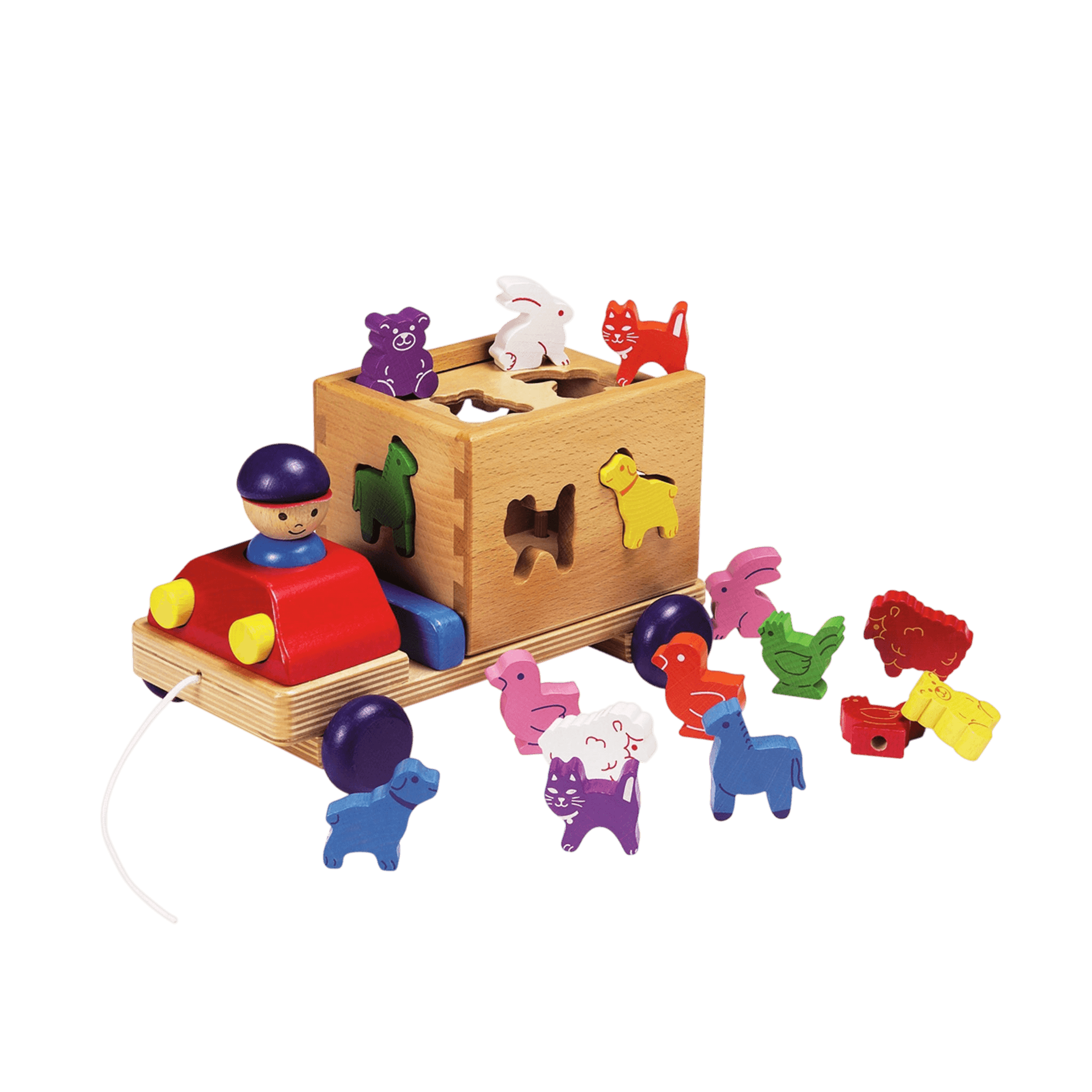 Spielba Lastwagen mit Tieren und Sortierspiel